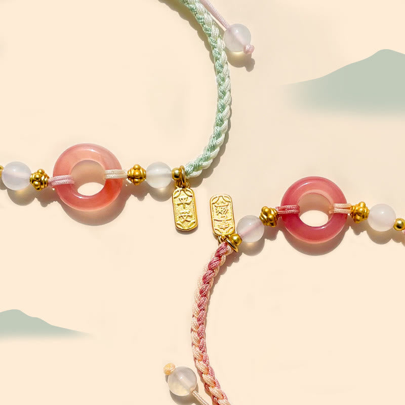 Pulsera trenzada hecha a mano con hebilla de ágata de paz y alegría de Buda