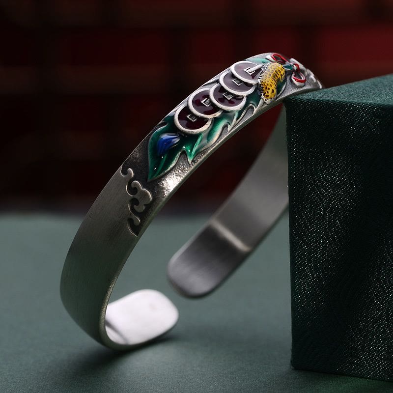 Buddha-Steine Feng Shui Fünf Kaiser Münzen Erdnuss Reichtum Armband Armreif