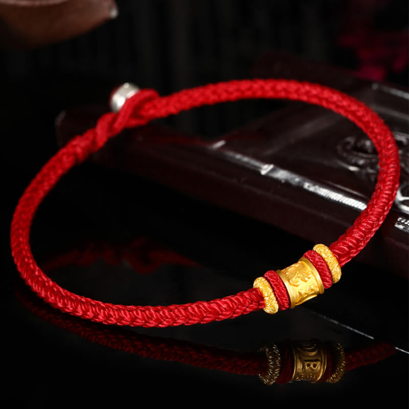 Pulsera de cuentas de la suerte con piedras de Buda del Tíbet, oro 999, con grabado Om Mani Padme Hum