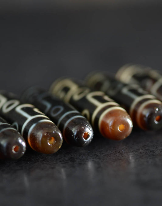 Tibetan Dzi Bead Pendant Agate, Length 58mm and Width 13mm, Totem Random - Touch Bling