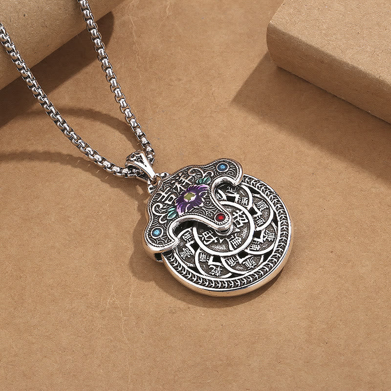Collar con colgante de riqueza con monedas de cobre, flor de peonía y piedras de Buda