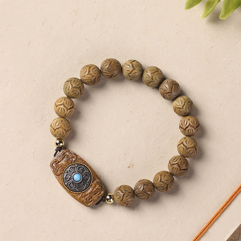 Buddha-Steine, grünes Sandelholz, Ebenholz, Sandelholz, Om Mani Padme Hum, beruhigendes Armband