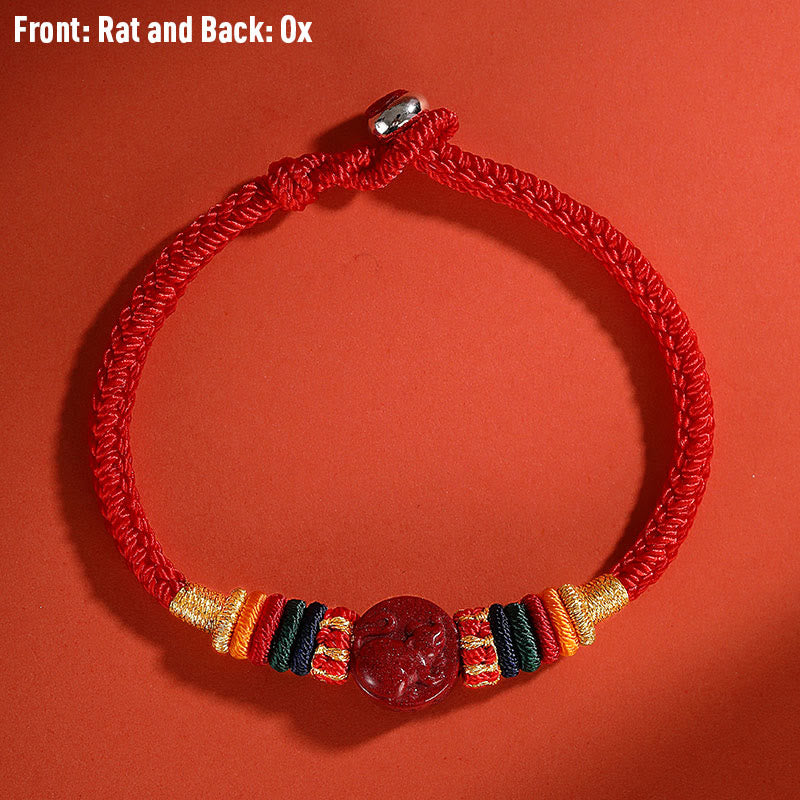 Buddha Stones Year of the Dragon 925 Sterling Silver Chinese Zodiac Cinnabar Auspicious Matches Blessing Bracelet