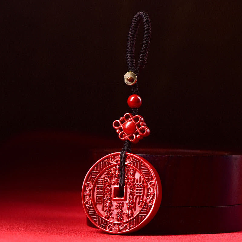 Collar con colgante y llavero de bendición Bagua con piedras de Buda, cinabrio natural, fantasmas de montaña, gastar dinero