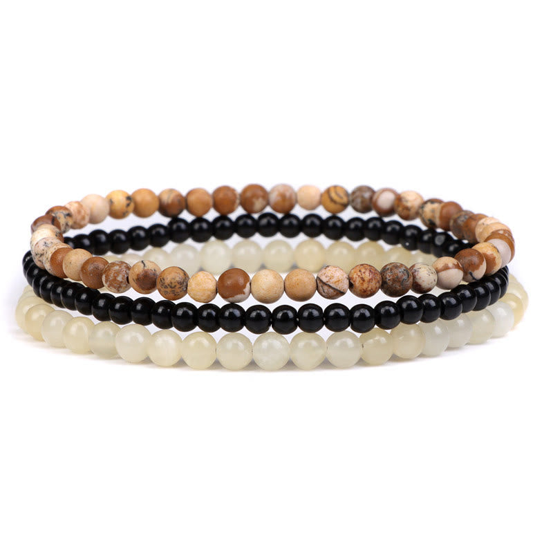 Pulsera espiritual de paz interior con piedras de cristal natural de 3 piezas de Buddha Stones