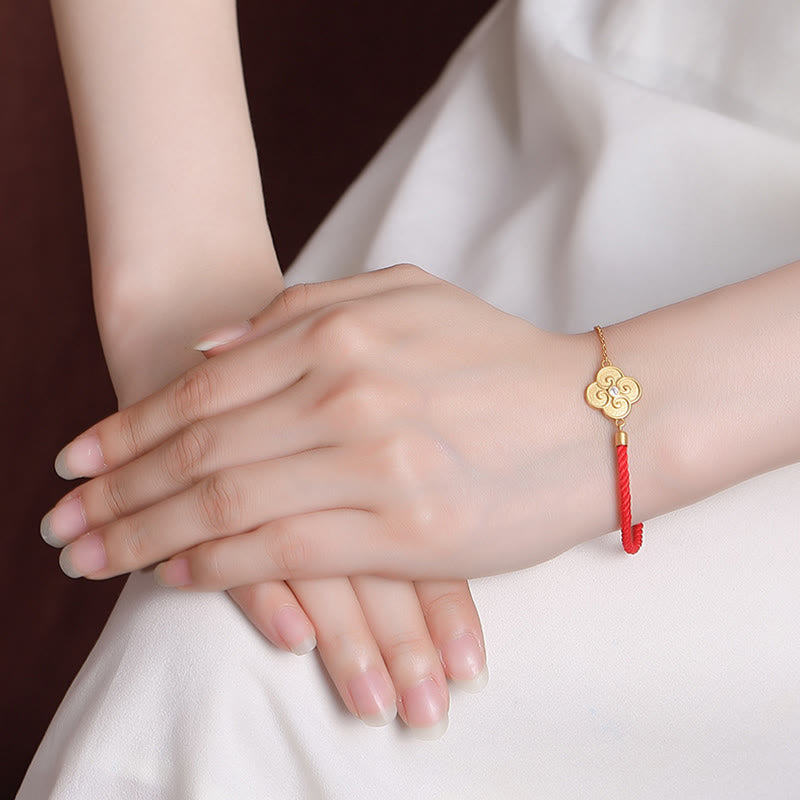 Pulsera de la suerte con trébol de cuatro hojas y circonitas de Buddha Stones, bañada en plata de ley 925