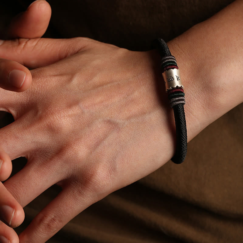 Armband mit magnetischer Schnalle von Buddha Stones, 999 Sterlingsilber, Om Mani Padme Hum, Peace