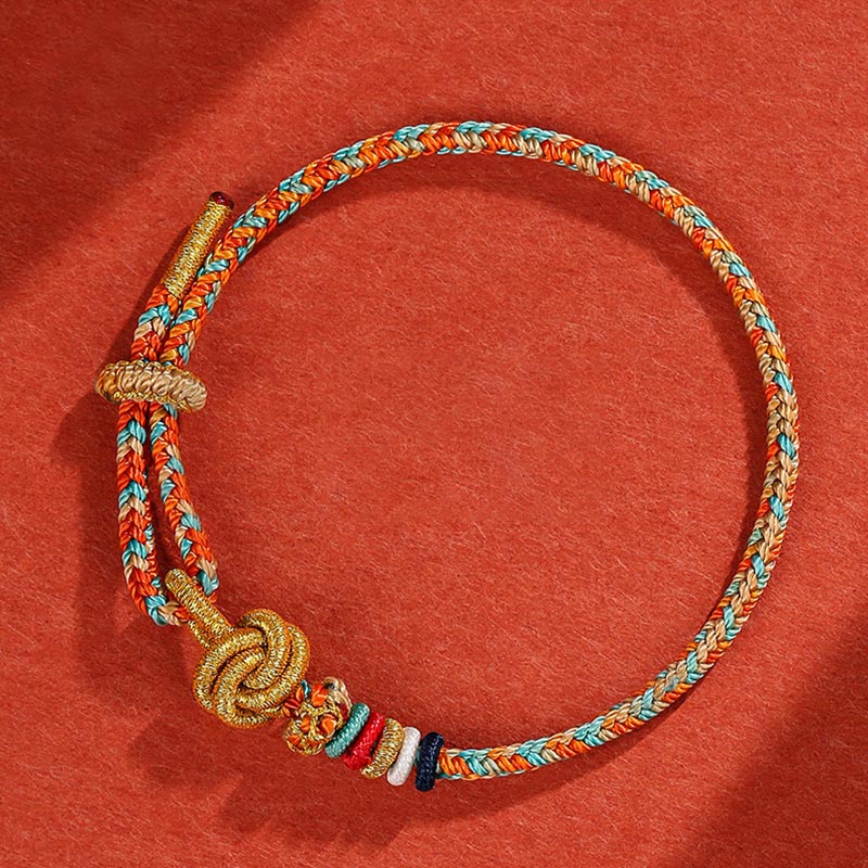 Pulsera trenzada de cuerda colorida de Dunhuang hecha a mano con piedras de Buda