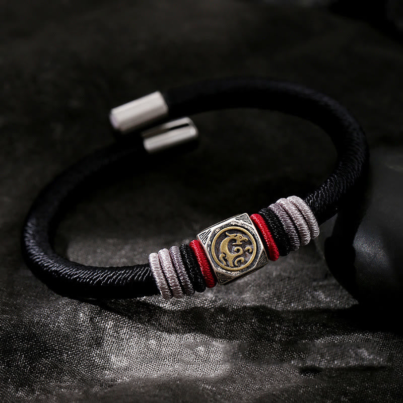 Buddha Stones 925 Sterling Silber Perfekter Knoten King Kong Knoten Glaube Stärke Armband