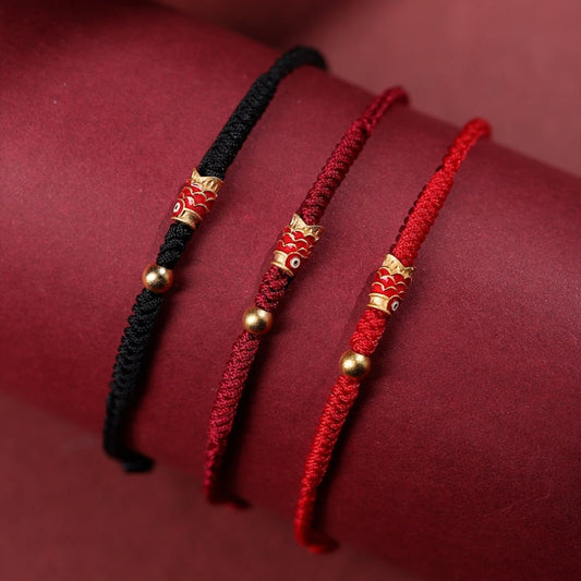 Pulsera trenzada de plata de ley 925 con piedras de Buda, hecha a mano, con peces koi, riqueza y éxito.