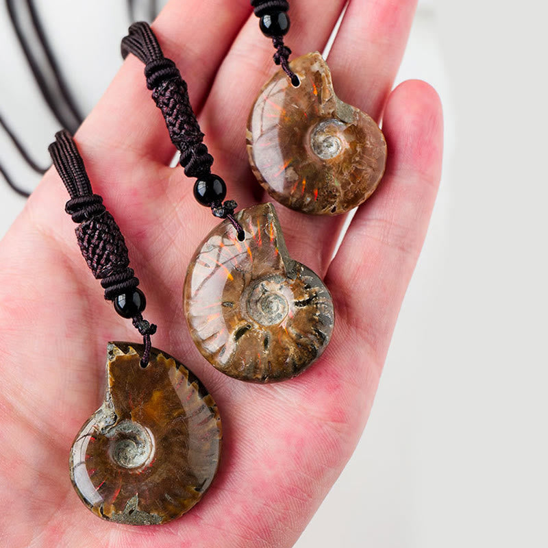 Buddha Stones Natürliche Ammoniten Fossil Schnecke Muster Meditation Heilung Halskette Anhänger