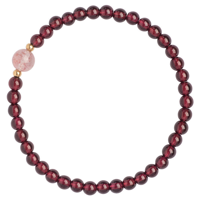 Pulsera de piedra de Buda con cuarzo fresa y granate natural