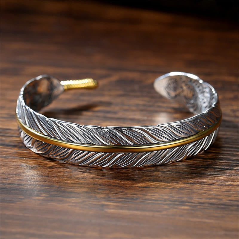 Buddha Steine Feder Muster Geschnitzt Glück Reichtum Manschette Armband Armreif