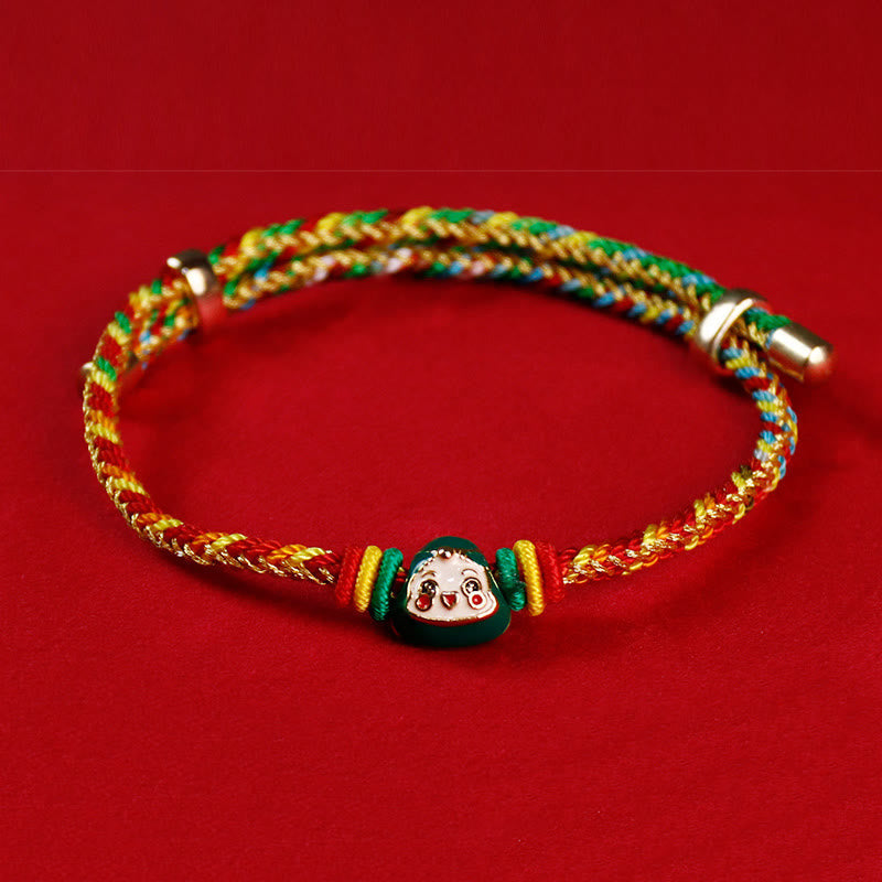 Buddha-Steine, buntes Seil, Zongzi-Muster, Fu-Charakter, Glück, handgefertigtes Armband