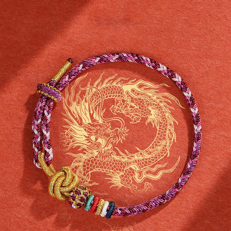 Pulsera trenzada de cuerda colorida de Dunhuang hecha a mano con piedras de Buda