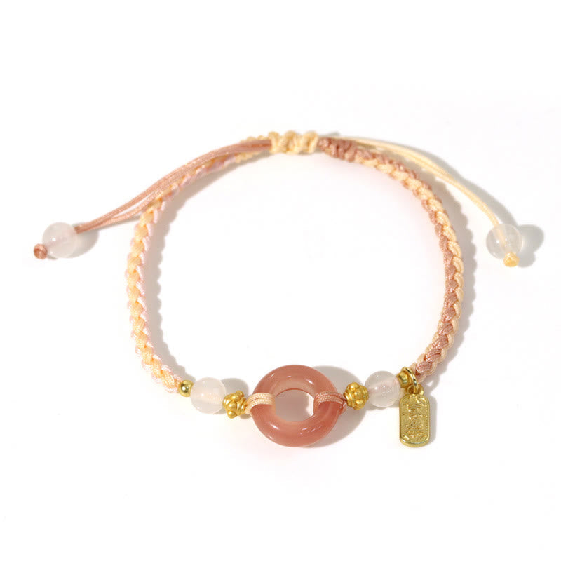 Pulsera trenzada hecha a mano con hebilla de ágata de paz y alegría de Buda