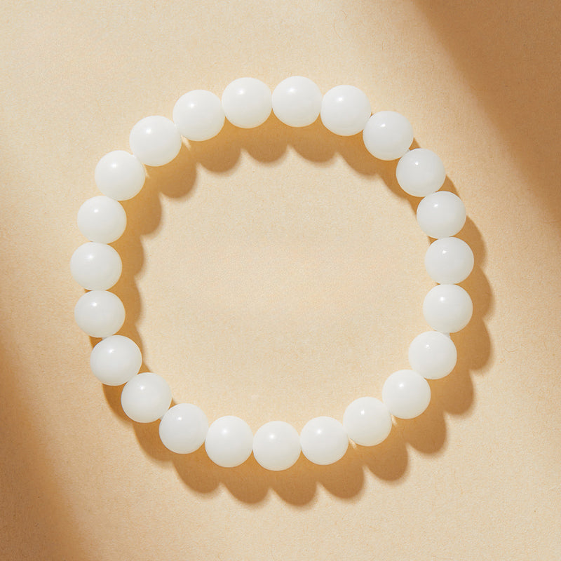 Natural White Jade Bodhi Bead Bracelet Buddhist Beads