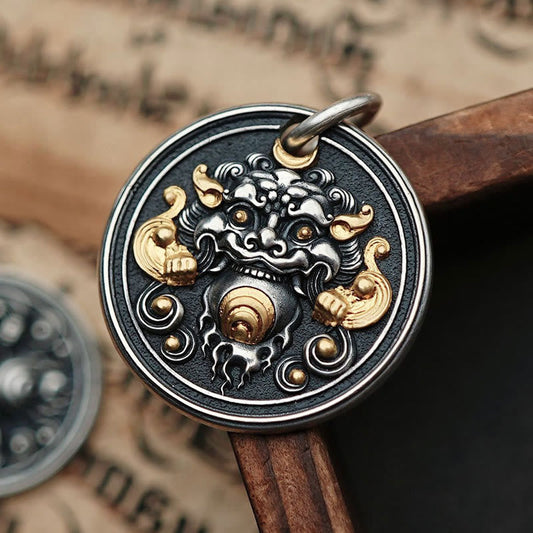 Buddha-Steine, tibetischer Kirtimukha-Amulett, Heilungs-Halskettenanhänger