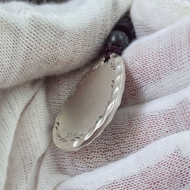 Collar con colgante de plata de ley 999 con diseño de gota de agua y Yin Yang Bagua, piedras de Buda, armonía y equilibrio
