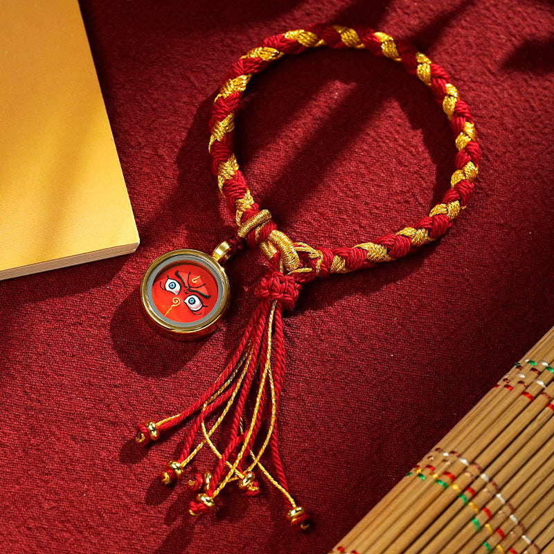 Pulsera trenzada de escamas de dragón tibetano de los Cinco Dioses de la Riqueza, hecha a mano con piedras de Buda