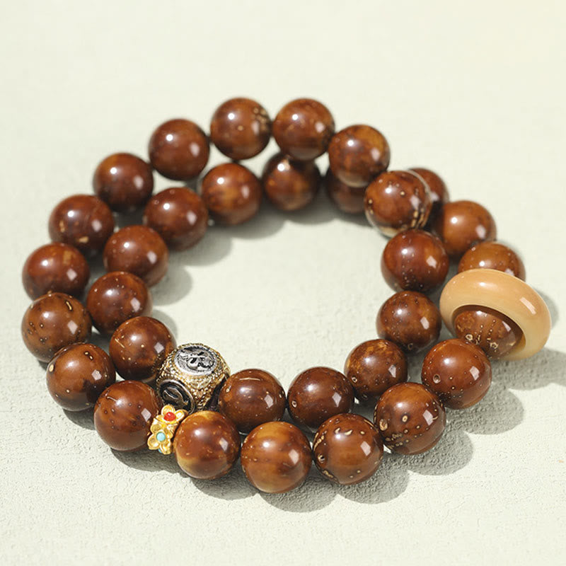 Pulsera de doble vuelta con semillas de Bodhi de rata y oro púrpura tibetano natural con piedras de Buda