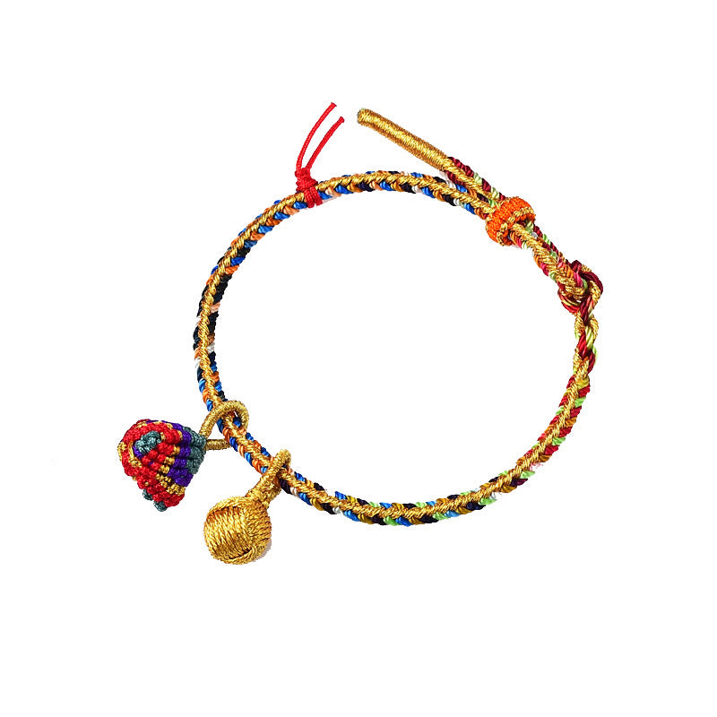 Buddha-Steine, buntes Seil, Glück, handgefertigt, Zongzi, goldene Kugel, Charm-Armband