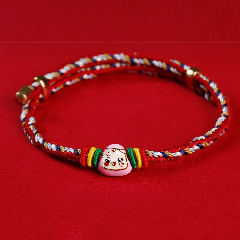 Buddha-Steine, buntes Seil, Zongzi-Muster, Fu-Charakter, Glück, handgefertigtes Armband