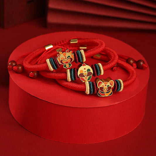 Pulsera trenzada roja con la suerte del zodiaco chino del Año del Dragón, hecha a mano en plata de ley 925 con piedras de Buda