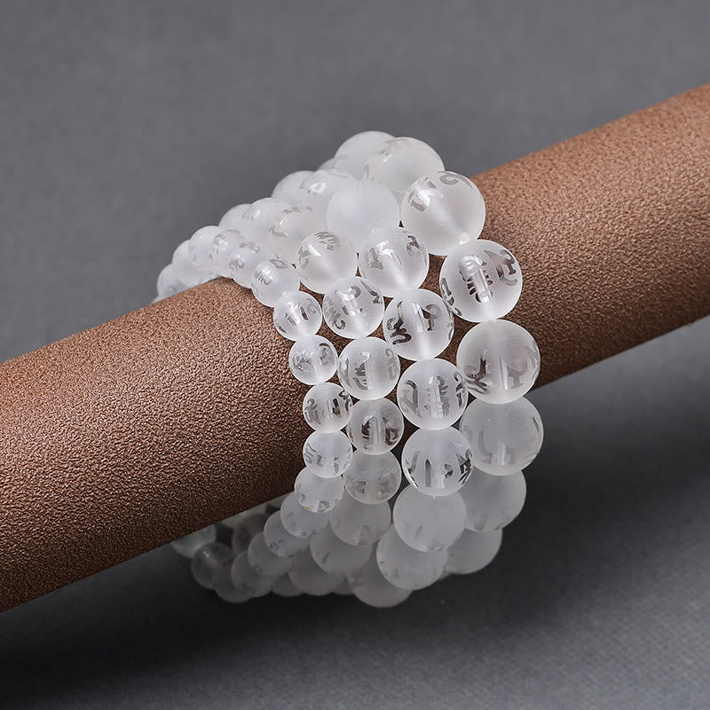Pulsera de meditación Om Mani Padme Hum con piedras de Buda, cristal blanco del Tíbet, ónix negro