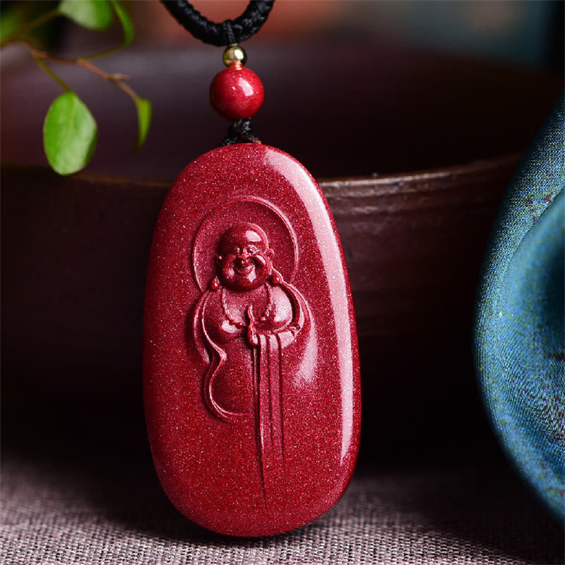 Buddha-Steine, lachender Buddha, Yin Yang, chinesisches Sternzeichen, Kürbis, natürlicher Zinnober, Segen, Halskettenanhänger
