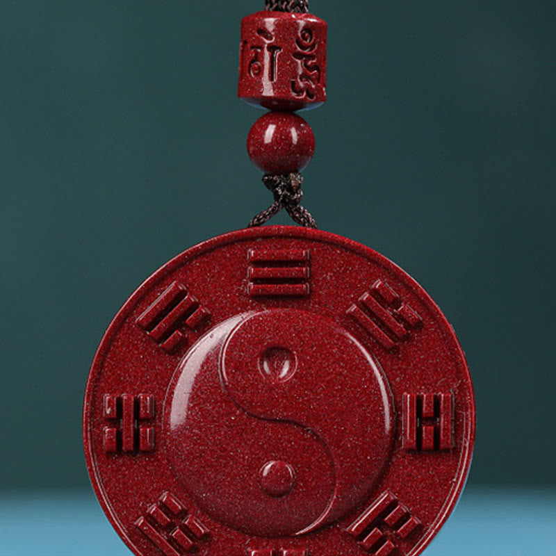 Colgante de collar con bendición Bagua Yin Yang de piedras de Buda y cinabrio