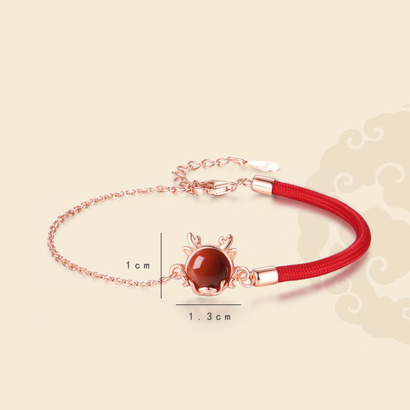 Buddha Stones 925 Sterling Silver Year of the Dragon Cinnabar Red Agate Dragon Protection Bracelet Necklace Pendant Earrings Ring
