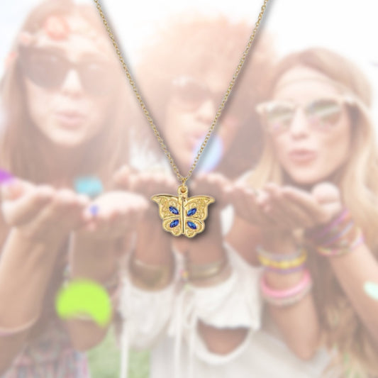 Collar de mariposa con corazón de mejores amigos