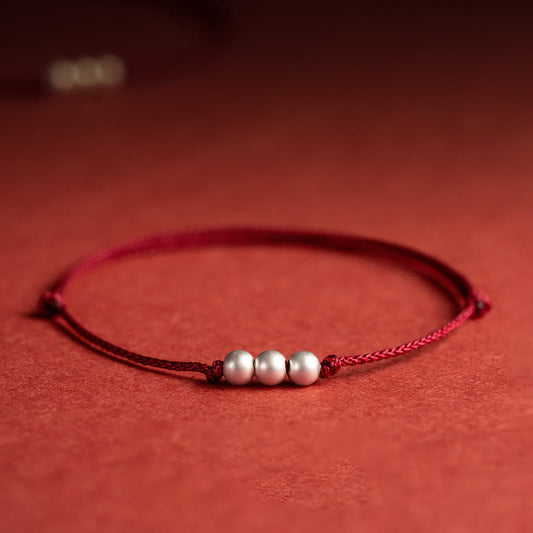 Pulsera tobillera de tres cuentas con piedras de Buda en plata de ley 925