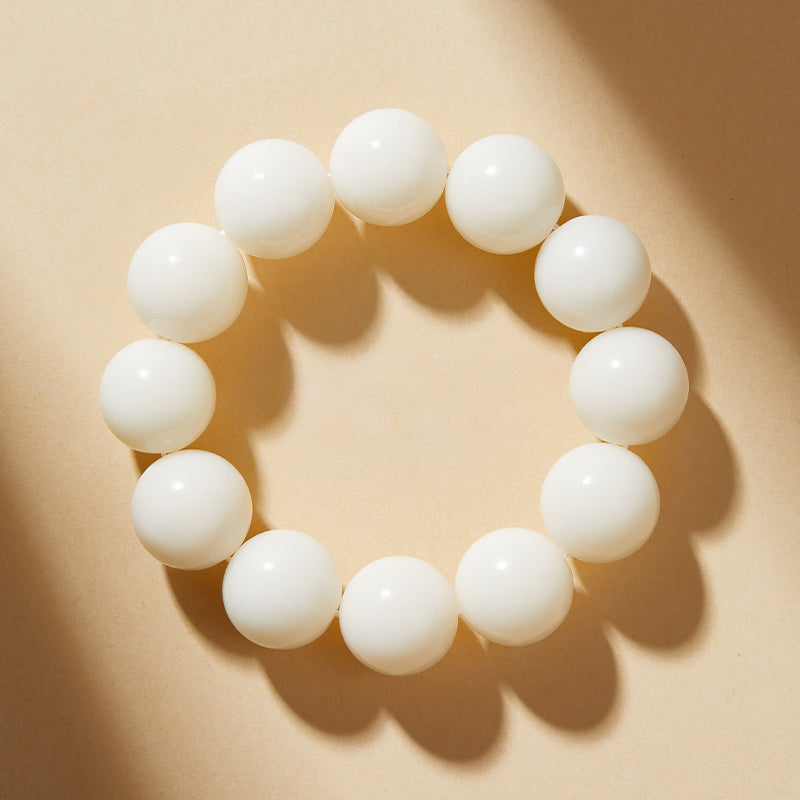 Natural White Jade Bodhi Bead Bracelet Buddhist Beads