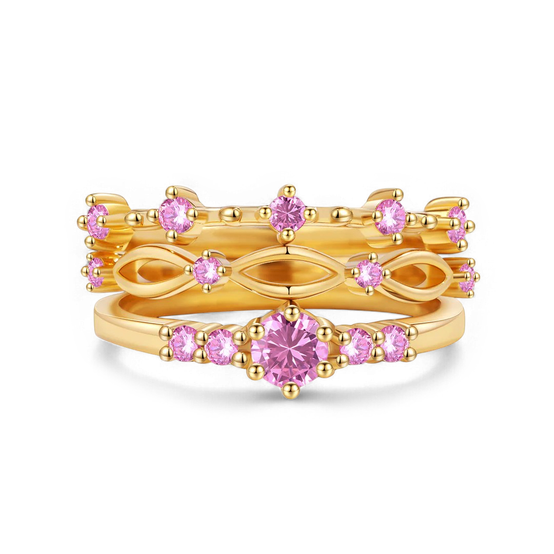 Braided Birthstone Stacking Ring Set