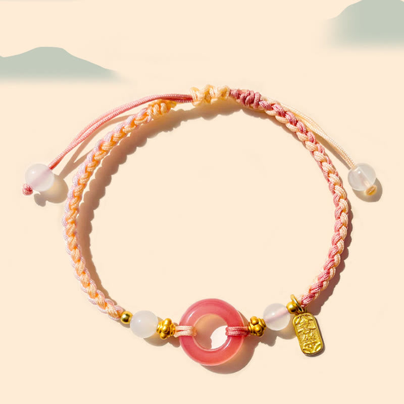 Pulsera trenzada hecha a mano con hebilla de ágata de paz y alegría de Buda