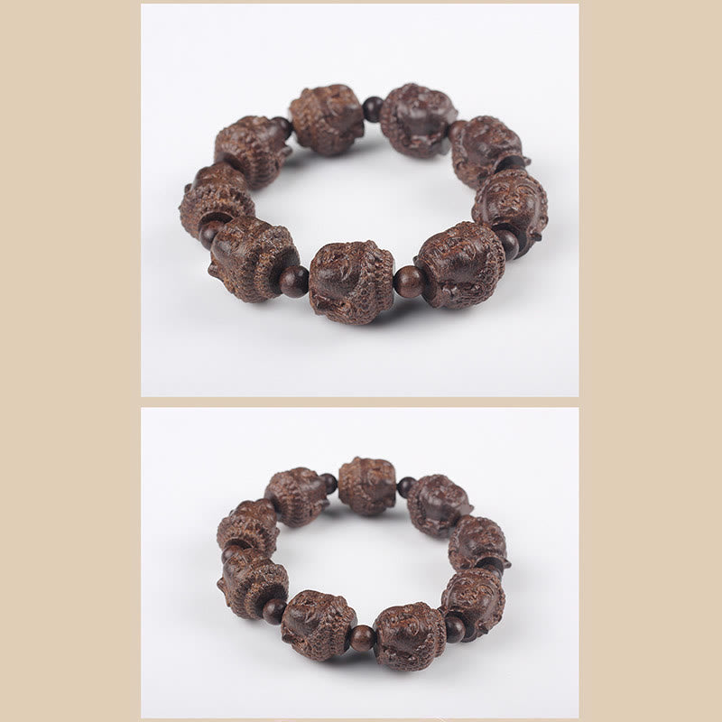 Buddha Stones Adlerholz Buddha geschnitzt Ruhe Armband