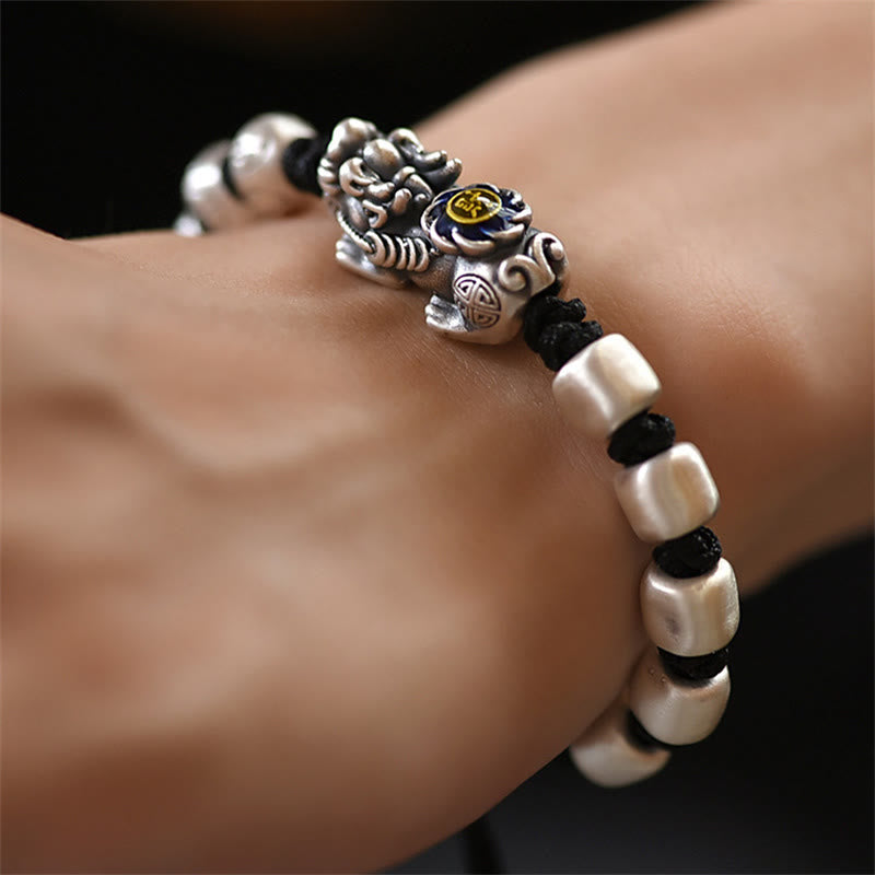 Pulsera Feng Shui con piedras de Buda y cinco monedas imperiales PiXiu para proteger la riqueza