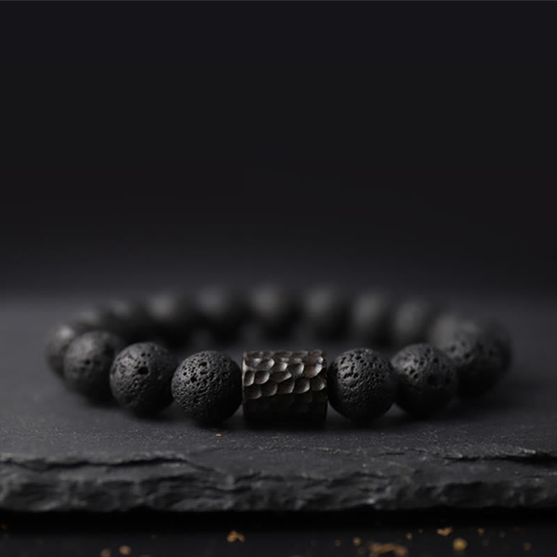Pulsera curativa de piedra de lava, ébano y ojo de tigre