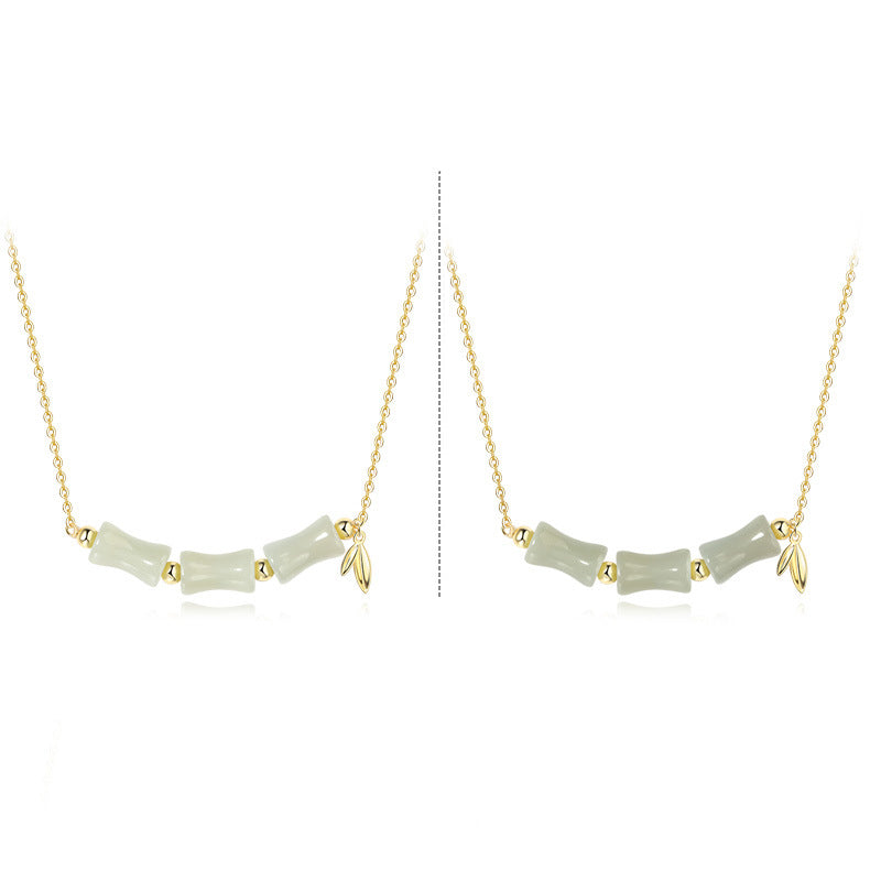 Pulsera con colgante de plata de ley 925 con piedras de Buda, jade hetiano, bambú y carácter Fu, símbolo de prosperidad