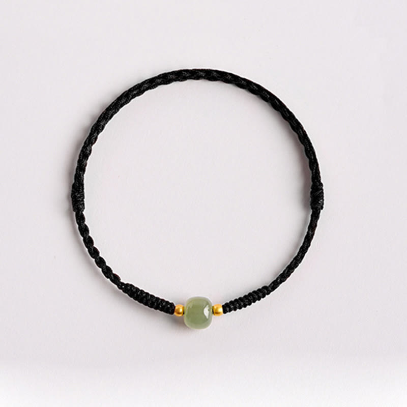 Buddha Stones Handgemachtes Jade Glücksperle Wohlstand Geflochtenes Armband