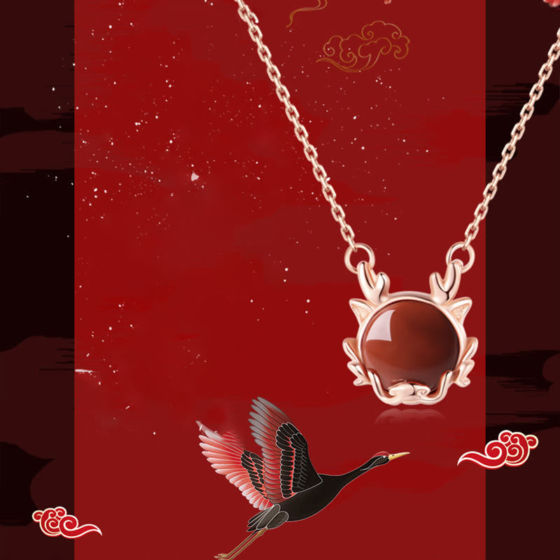 Buddha Stones 925 Sterling Silver Year of the Dragon Cinnabar Red Agate Dragon Protection Bracelet Necklace Pendant Earrings Ring