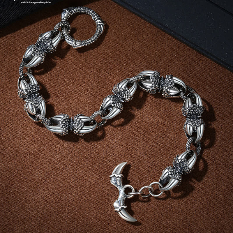 Pulsera de protección y fuerza con garra de dragón grabada con piedras de Buda