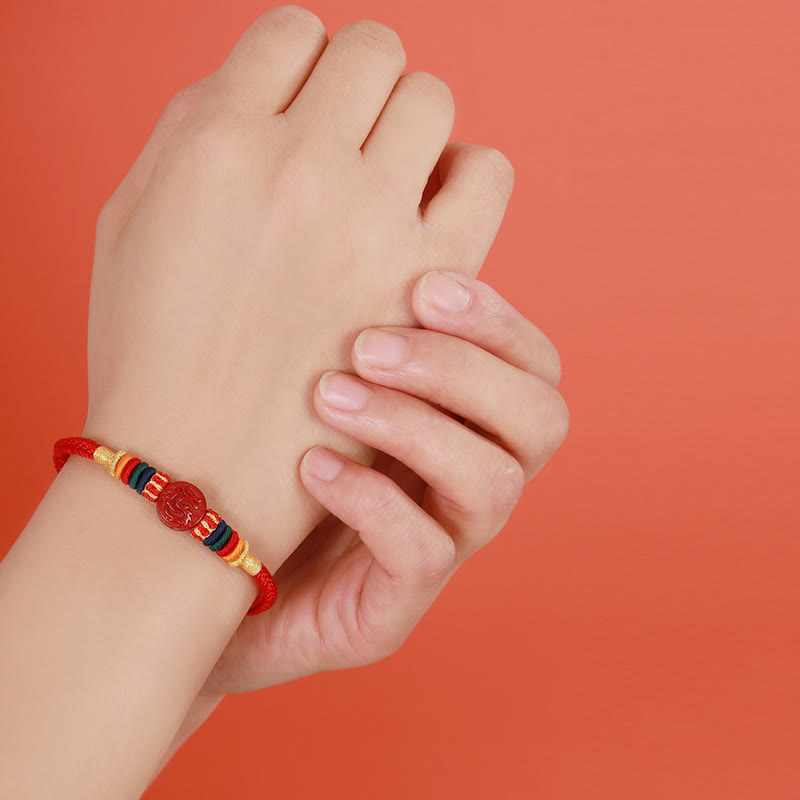 Buddha Stones Year of the Dragon 925 Sterling Silver Chinese Zodiac Cinnabar Auspicious Matches Blessing Bracelet