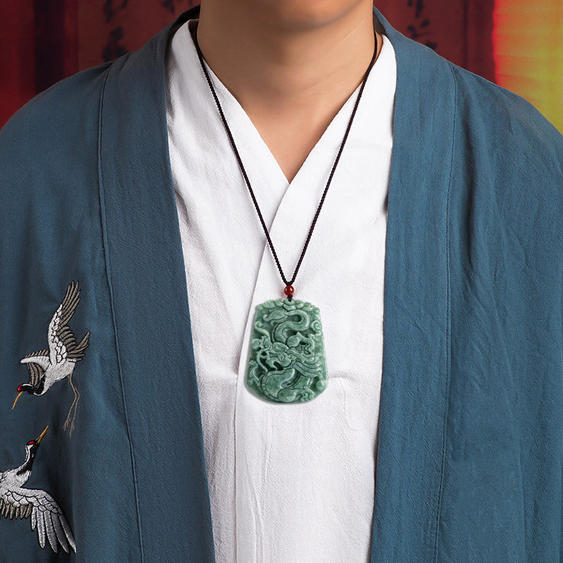 Buddha-Steine, chinesisches Sternzeichen, Drache, Jade, Stärke, Halskette, Anhänger
