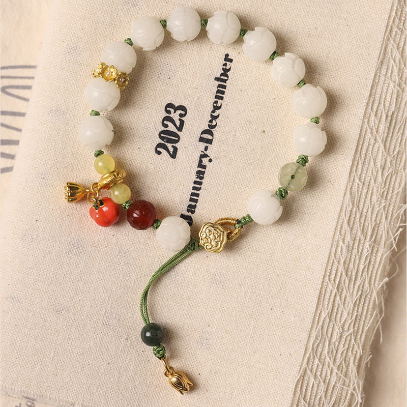 Pulsera de paz y armonía con cuentas de calabaza, semillas de bodhi naturales y piedras de Buda