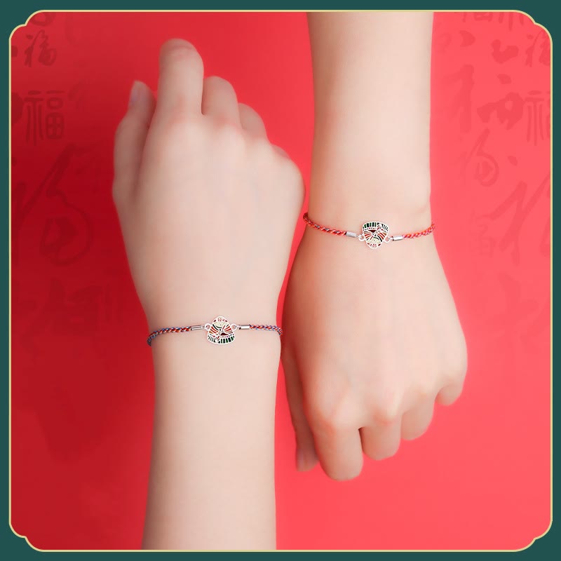 Buddha Stones 925 Sterling Silber Zongzi Muster Glück Mehrfarbig Handgefertigtes Armband