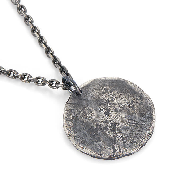 Buddha Stones 990 Sterling Silber Yin Yang Hammer Textur Harmonie Halskette Anhänger