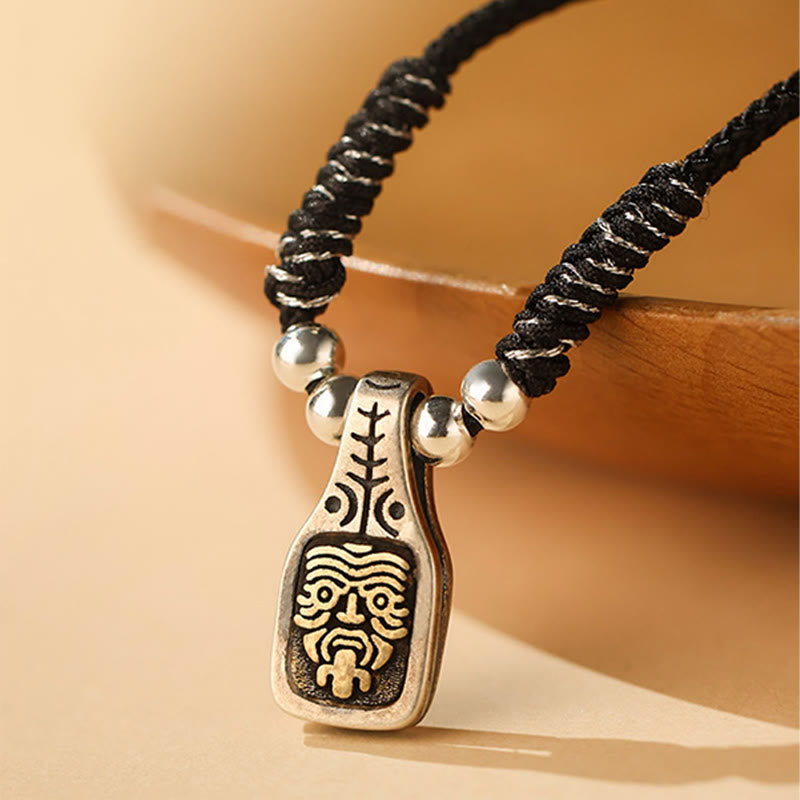 Collar con colgante de cuerda con piedras de Buda tibetanas de plata de ley 925, con la diosa Zakiram de la riqueza y la protección.